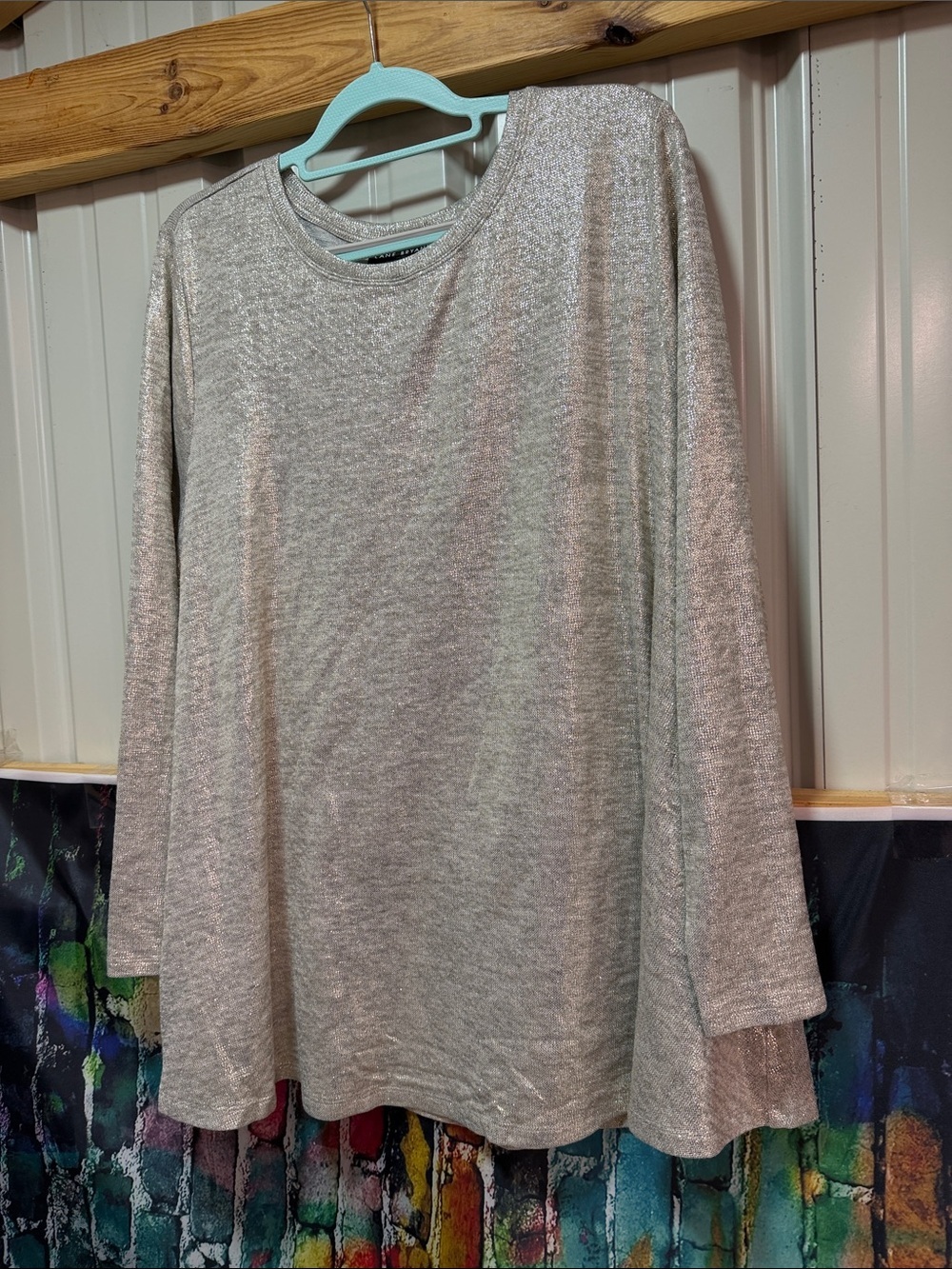 Lane Bryant Silver Metallic Long Sleeve sweater